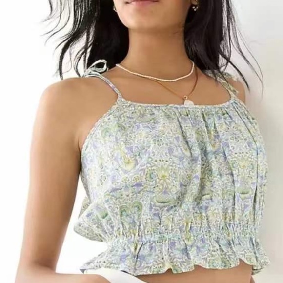 ✨ SALE✨ NWT J.Crew Ruffle Waist Tank Top - Liberty Lodden Fabric - Picture 2 of 8